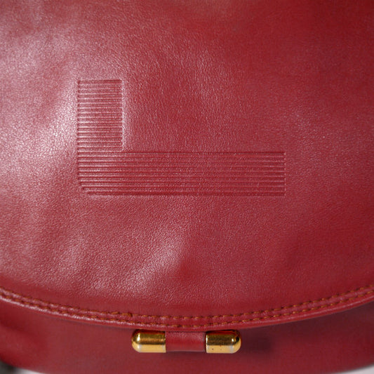 Old Lancel　半円レザー斜めがけショルダー（赤）