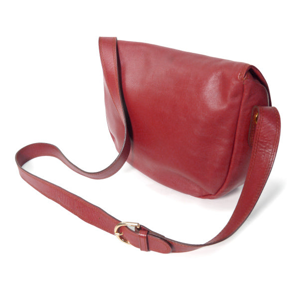Old Lancel　半円レザー斜めがけショルダー（赤）