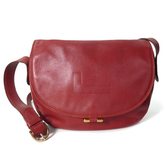 Old Lancel　半円レザー斜めがけショルダー（赤）