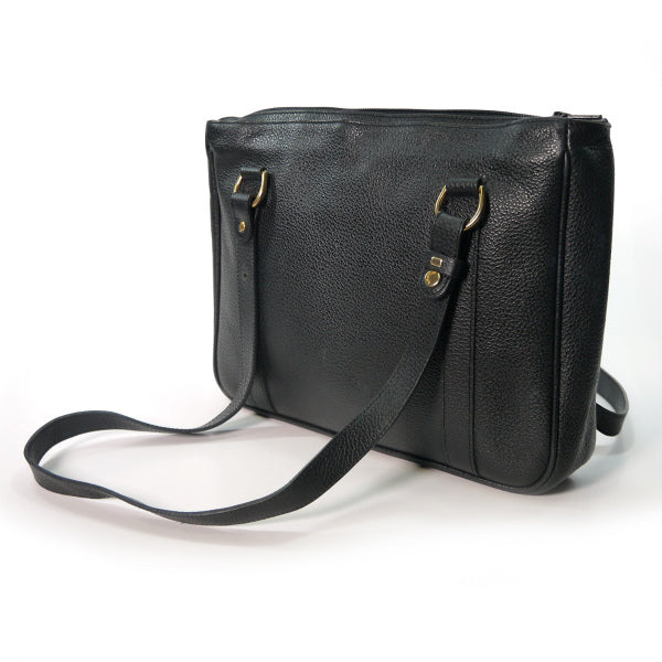 Lanvin 型押しレザーB5トートバッグ（黒）