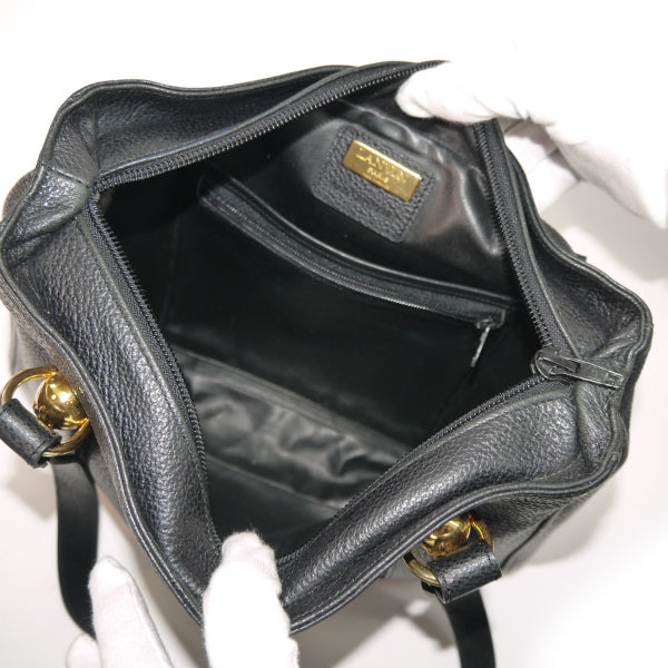 Lanvin 型押しレザーB5トートバッグ（黒）