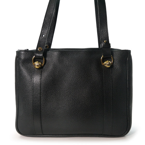 Lanvin 型押しレザーB5トートバッグ（黒）