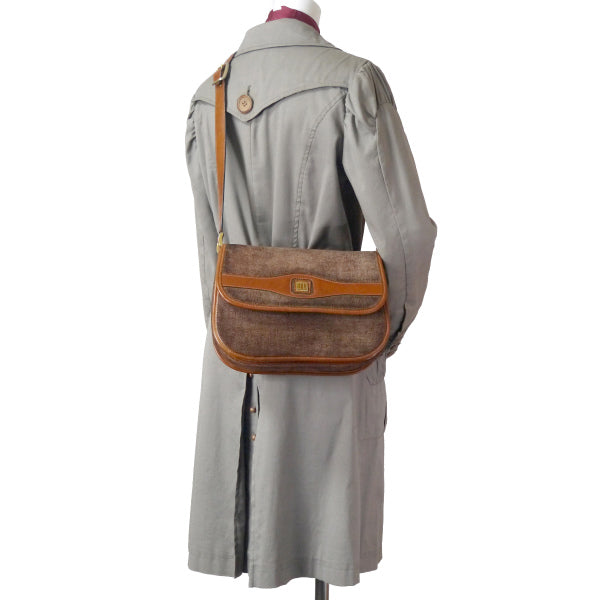 LANVIN 幾何学模様スエードショルダー（茶）