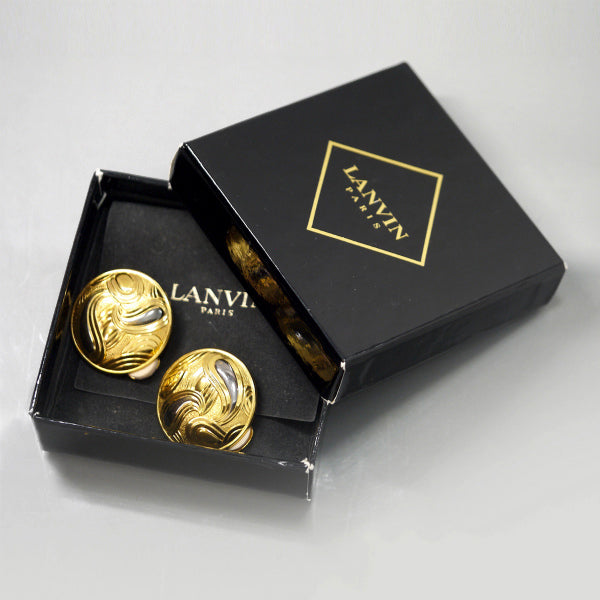 LANVIN　大ぶりイヤリング（ゴールド×シルバー）
