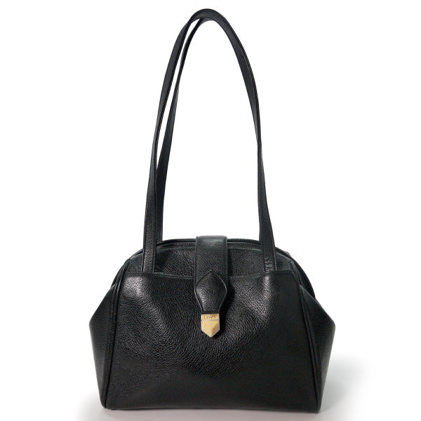 Lanvin 型押しレザー半円トートバッグ（黒）