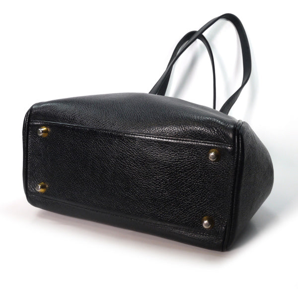 Lanvin 型押しレザー半円トートバッグ（黒）