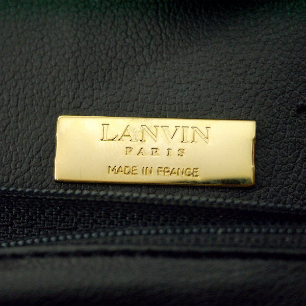 Lanvin 型押しレザー半円トートバッグ（黒）