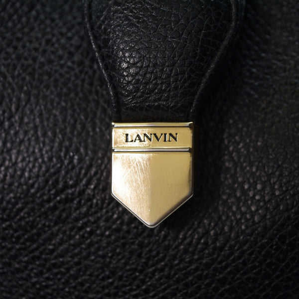 Lanvin 型押しレザー半円トートバッグ（黒）