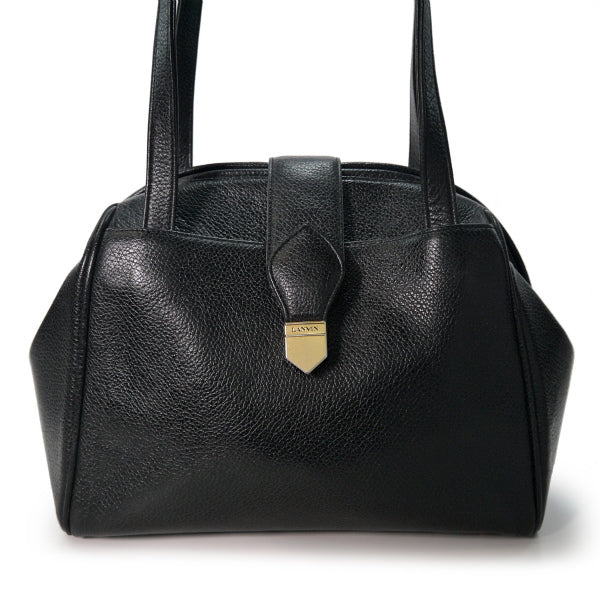 Lanvin 型押しレザー半円トートバッグ（黒）