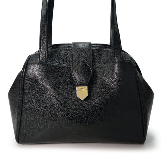 Lanvin 型押しレザー半円トートバッグ（黒）