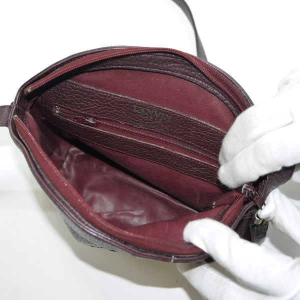 Lanvin 型押しレザーミニポシェット（バーガンディ）