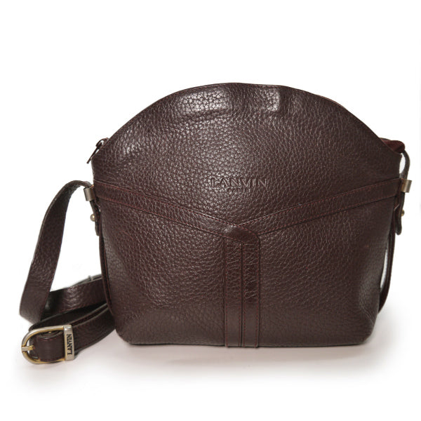 Lanvin 型押しレザーミニポシェット（バーガンディ）