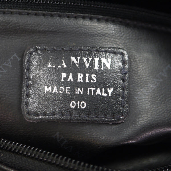 Lanvin 総革ライン柄ミニポシェット（黒）