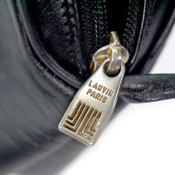 Lanvin 総革ライン柄ミニポシェット（黒）