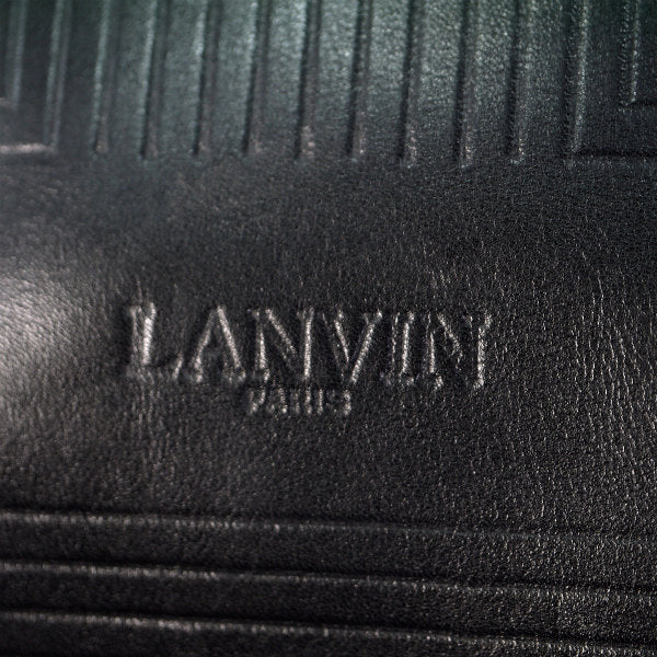 Lanvin 総革ライン柄ミニポシェット（黒）