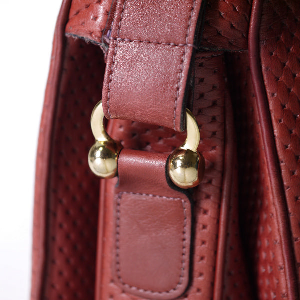 Lanvin 総革パンチングショルダーバッグ（赤）