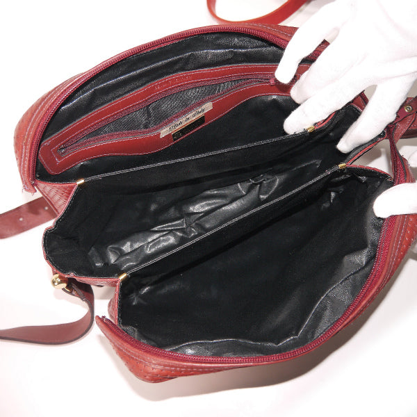 Lanvin 総革パンチングショルダーバッグ（赤）