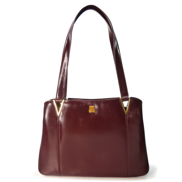Lanvin アンティーク総革がま口ハンドバッグ（ワインレッド）