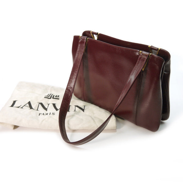 Lanvin アンティーク総革がま口ハンドバッグ（ワインレッド）