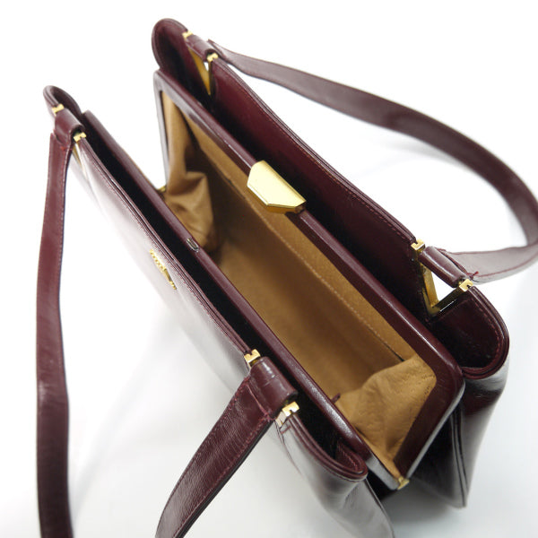 Lanvin アンティーク総革がま口ハンドバッグ（ワインレッド）