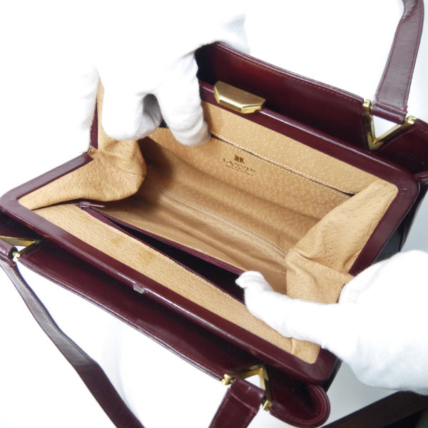 Lanvin アンティーク総革がま口ハンドバッグ（ワインレッド）