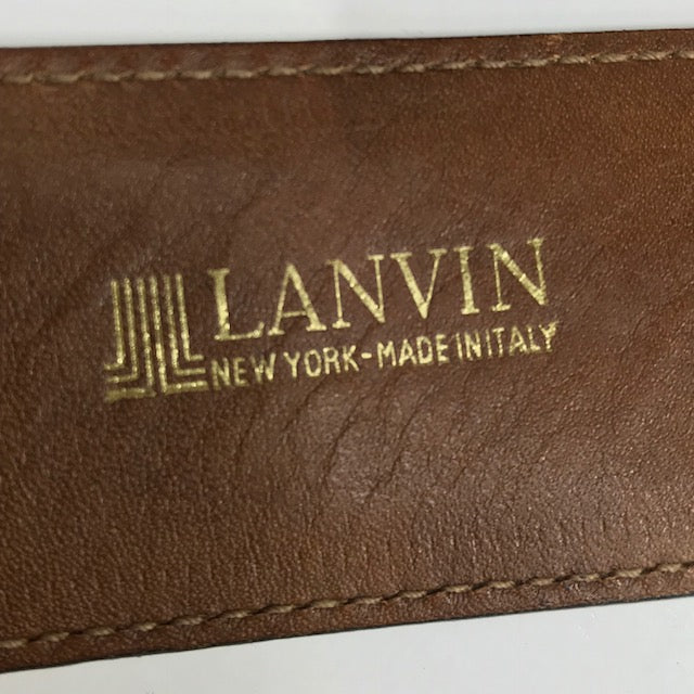 LANVIN ロゴバックル レザーベルト(茶)