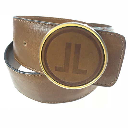 LANVIN ロゴバックル レザーベルト(茶)