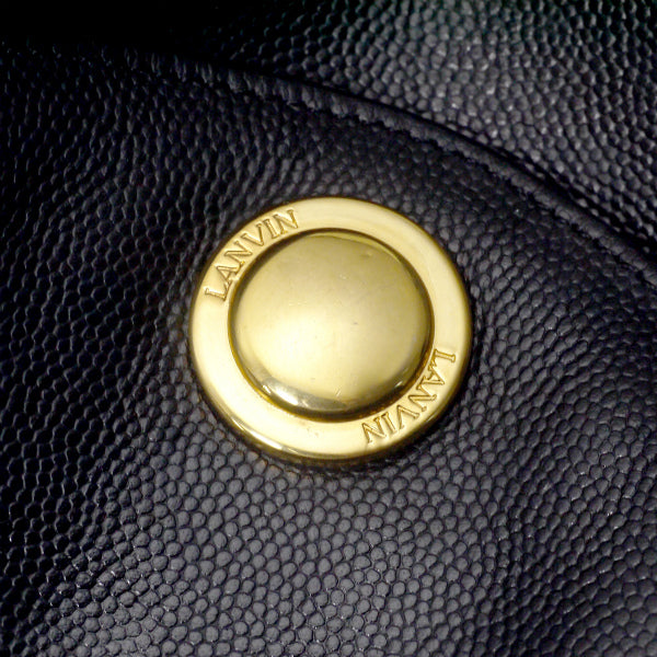 LANVIN 型押しレザー巾着2WAYショルダー（黒）