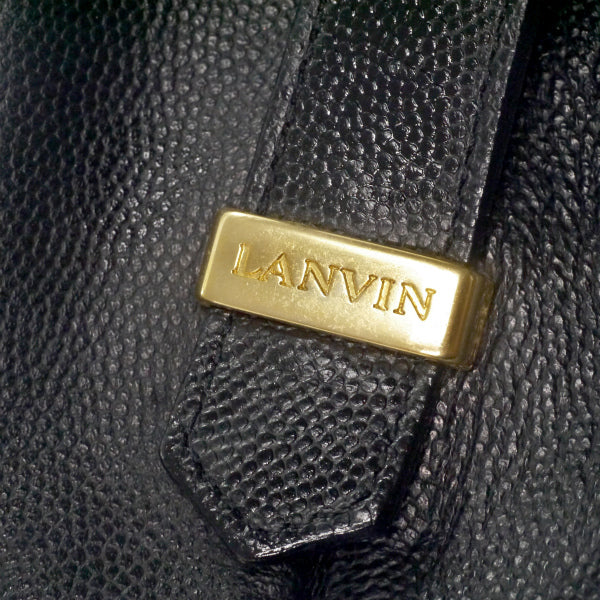LANVIN 型押しレザー巾着2WAYショルダー（黒）