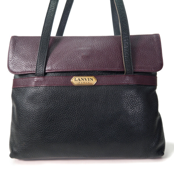 Lanvin バイカラー大型トートバッグ（黒×バーガンディ）