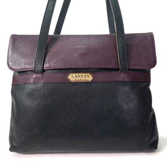 Lanvin バイカラー大型トートバッグ（黒×バーガンディ）