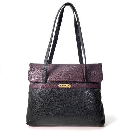 Lanvin バイカラー大型トートバッグ（黒×バーガンディ）