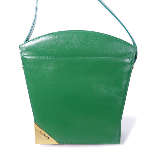 Lanvin 扇型ロゴプレート総革ショルダー（グリーン）