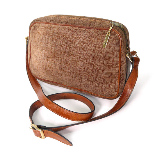 Lanvin 幾何学模様スエード横長ショルダー（茶）