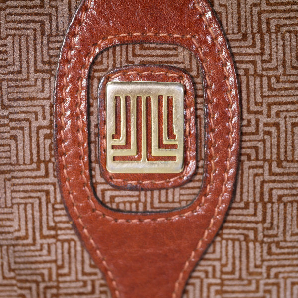 Lanvin 幾何学模様スエード横長ショルダー（茶）