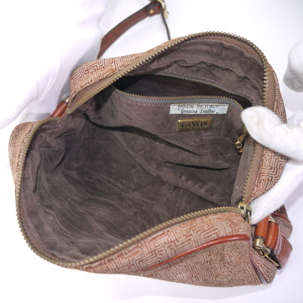 Lanvin 幾何学模様スエード横長ショルダー（茶）