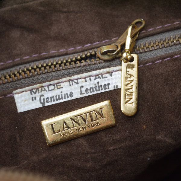 Lanvin 幾何学模様スエード横長ショルダー（茶）