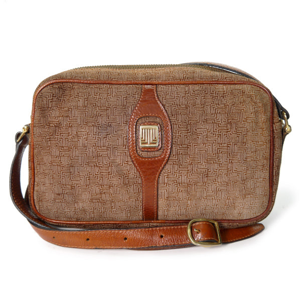 Lanvin 幾何学模様スエード横長ショルダー（茶）