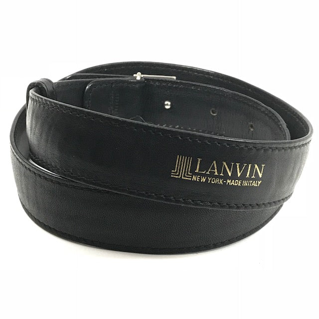 LANVIN シルバーバックル 細レザーベルト(黒)