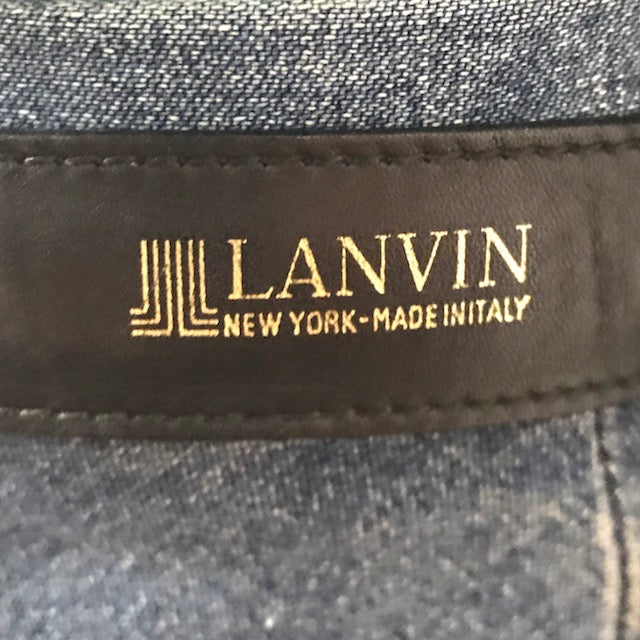 LANVIN シルバーバックル 細レザーベルト(黒)