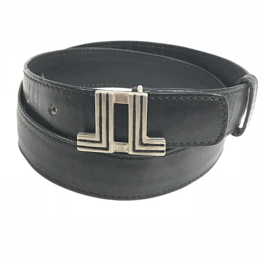 LANVIN シルバーバックル 細レザーベルト(黒)
