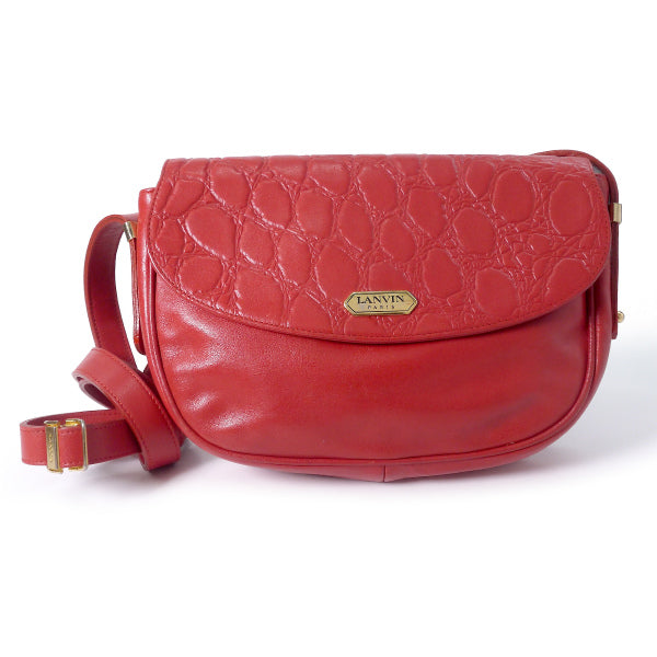 Lanvin クロコ型押しポシェットショルダー（赤）