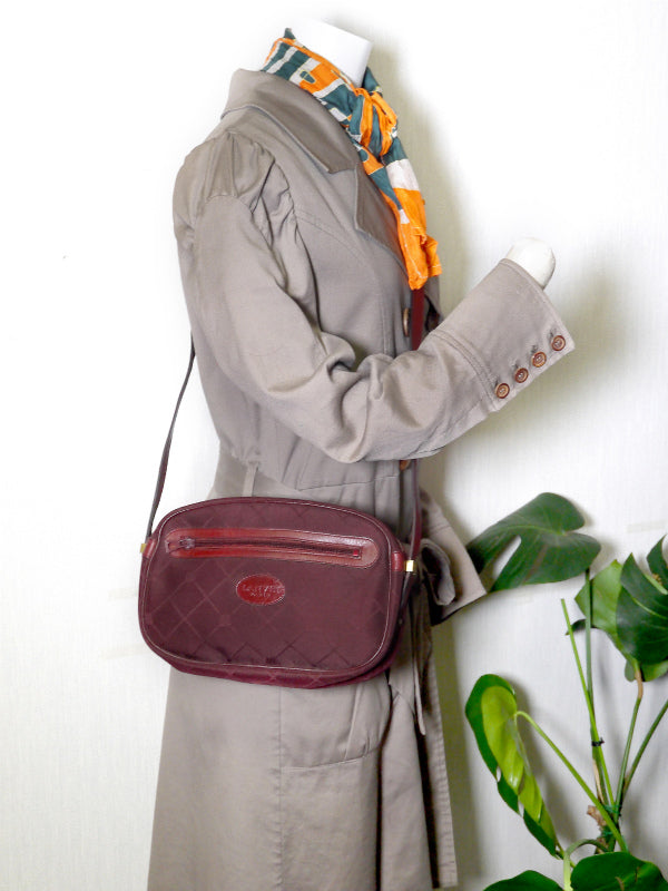 Lanvin ロゴ チェック柄ジャガードショルダー（ボルドー）