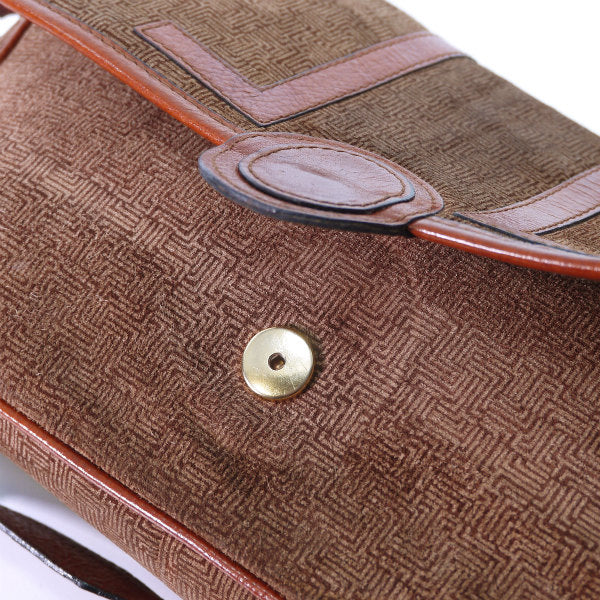 Lanvin ロゴ幾何学模様スエードワンショルダー（茶）