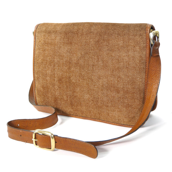 Lanvin 幾何学模様スエード アコーディオンショルダー（茶）