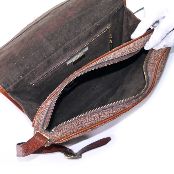 Lanvin ロゴ幾何学模様スエードワンショルダー（茶）