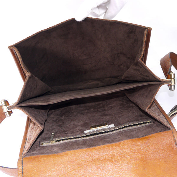 Lanvin 幾何学模様スエード アコーディオンショルダー（茶）