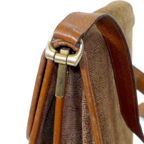 Lanvin 幾何学模様スエード アコーディオンショルダー（茶）