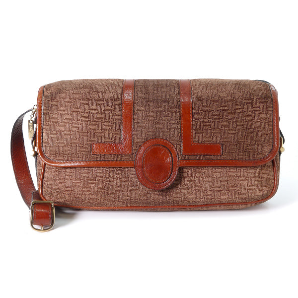 Lanvin ロゴ幾何学模様スエードワンショルダー（茶）