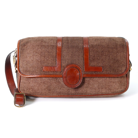 Lanvin ロゴ幾何学模様スエードワンショルダー（茶）